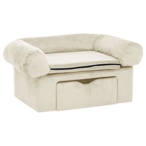vidaXL Hundesofa mit Schublade Creme 75x50x38 cm Pl&uuml;sch
