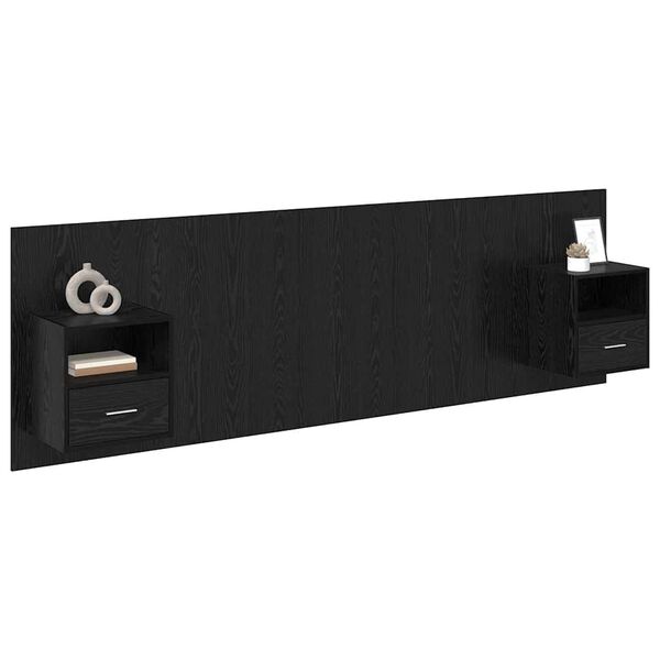 vidaXL Kopfteil mit Schrank 3 St&uuml;ck Schwarz Eichen-Optik Holzwerkstoff
