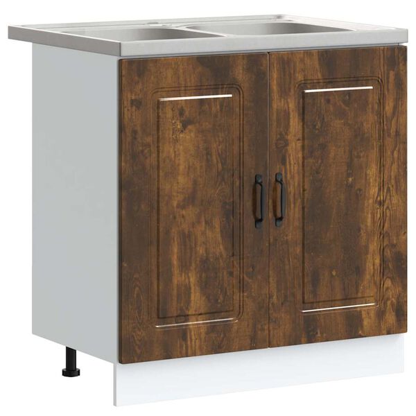 vidaXL K&uuml;chenschrank mit Speicher Kalmar 2 pcs Braun 80 x 46 x 81.5 cm