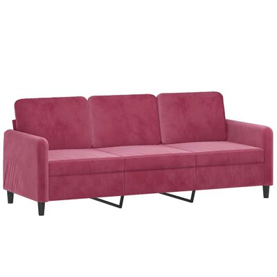 vidaXL 3-Sitzer-Sofa mit Hocker Weinrot 180 cm Samt