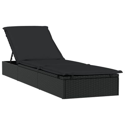 vidaXL Sonnenliege 1 Stk. mit Tisch Schwarz Poly Rattan