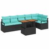 vidaXL Gartensofa-set 7 stk. 6-Sitzanzahl Schwarz und T&uuml;rkis