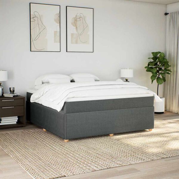 vidaXL Boxspringbett mit Matratze Dunkelgrau 180x200 cm Stoff