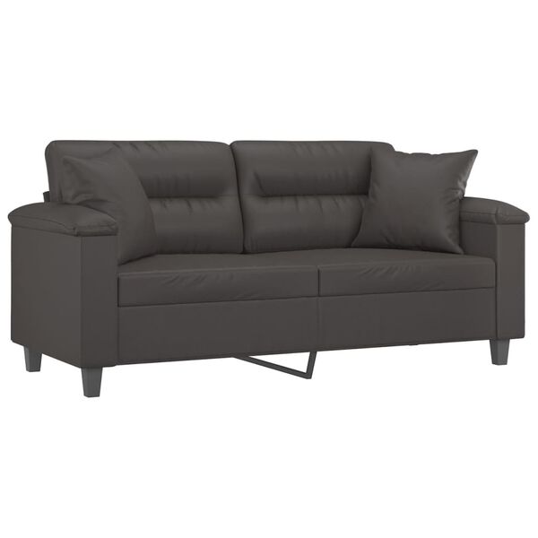 vidaXL 2-Sitzer-Sofa mit Kissen Grau 140 cm Kunstleder