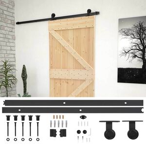 vidaXL Schiebet&uuml;r Nat&uuml;rlich und Schwarz 90 x 210 cm