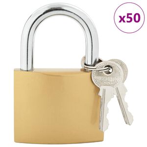 vidaXL U Schloss mit Schl&uuml;sseln 50 pcs Messing Eisen