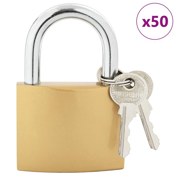 vidaXL U Schloss mit Schl&uuml;sseln 50 pcs Messing Eisen
