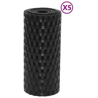 vidaXL Balkon-Sichtschutze 5 Stk. Schwarz 255x19 cm Poly Rattan