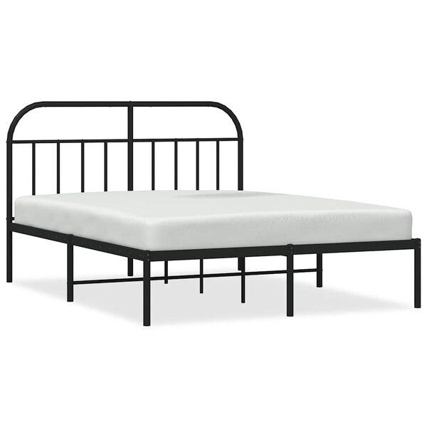 vidaXL Bettgestell mit Kopfteil Metall Schwarz 150x200 cm