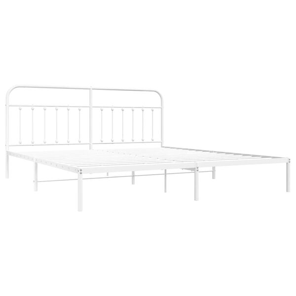 vidaXL Bettgestell mit Kopfteil Metall Wei&szlig; 200x200 cm