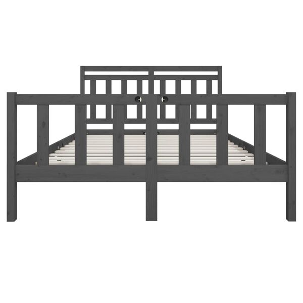 vidaXL Massivholzbett Grau 150x200 cm
