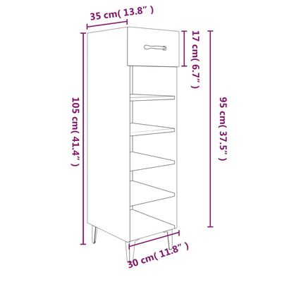 vidaXL Schuhschrank Braun Eichen-Optik 30x35x105 cm Holzwerkstoff