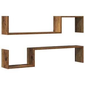 vidaXL Wandregale 2 Stk. Altholz-Optik 100x15x20 cm Holzwerkstoff