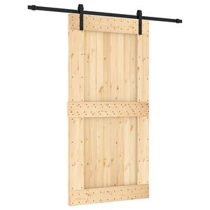 vidaXL Schiebet&uuml;r Nat&uuml;rlich und Schwarz 100 x 210 cm Massivkiefer