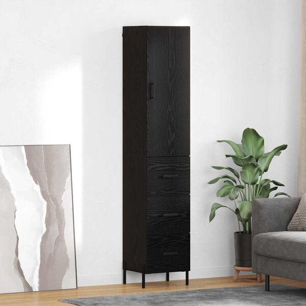 vidaXL Highboard Schwarz Eichen-Optik 34,5 x 34 x 180 cm Holzwerkstoff