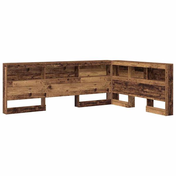 vidaXL Aufbewahrungskopfteil mit Regal Altholz 140 cm Holzwerkstoff