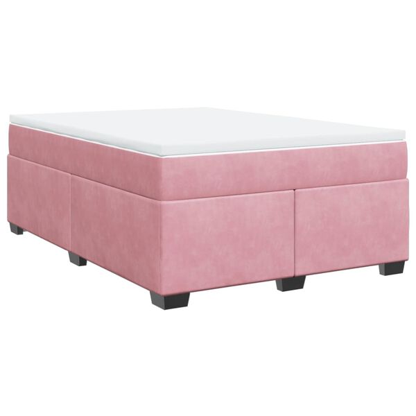 vidaXL Boxspringbett mit Matratze Rosa 140x200 cm Samt