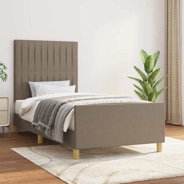 vidaXL Bettgestell ohne Matratze Taupe 90x200 cm Stoff