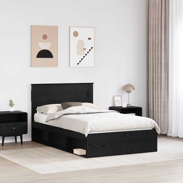 vidaXL Bettrahmen Schwarz 120 x 200 cm Massives Kiefernholz