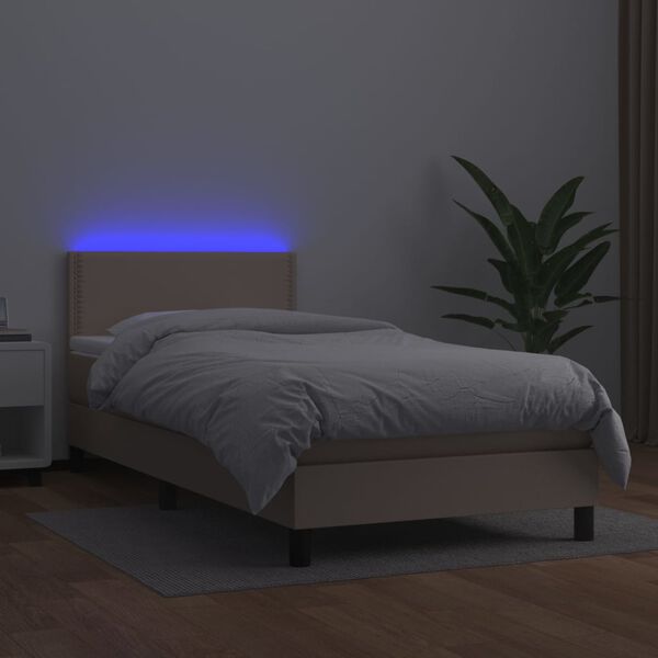 vidaXL Boxspringbett mit Matratze & LED Cappuccino-Braun 90x190cm
