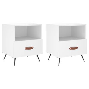 vidaXL Nachttische 2 Stk. Wei&szlig; 40x35x47,5 cm Holzwerkstoff