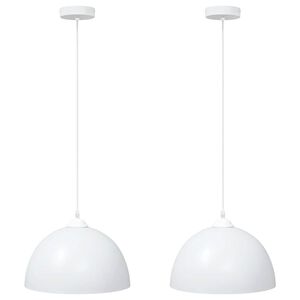 vidaXL Pendelleuchten 2 Stk. H&ouml;henverstellbar E27 Wei&szlig; &Oslash; 30 cm Metall