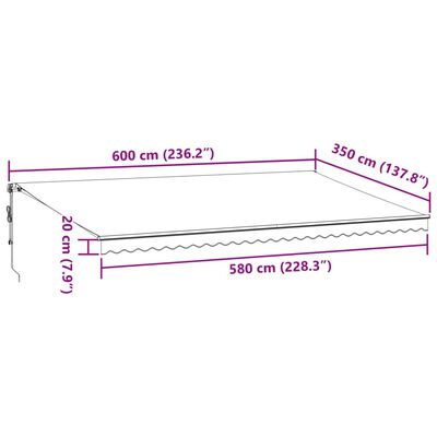 vidaXL Markise Automatisch mit LED Weinrot 600x350 cm