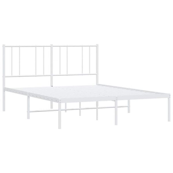 vidaXL Bettgestell mit Kopfteil Metall Wei&szlig; 160x200 cm