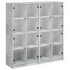 vidaXL B&uuml;cherschrank mit T&uuml;ren Betongrau 136x37x142 cm Holzwerkstoff