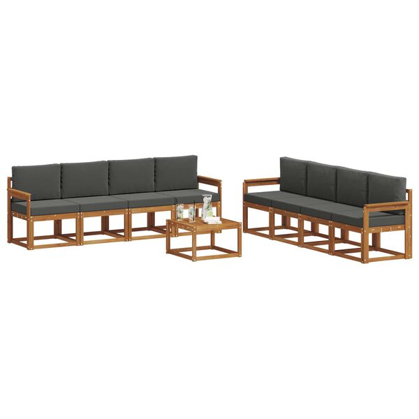 vidaXL Outdoor-Sofagarnitur mit Kissen 9 pcs Natur und Anthrazit