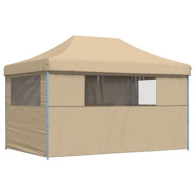 vidaXL Partyzelt Faltbar Pop-Up mit 4 Seitenteilen Beige