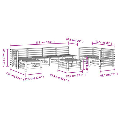 vidaXL 8-tlg. Garten-Lounge-Set Massivholz Douglasie