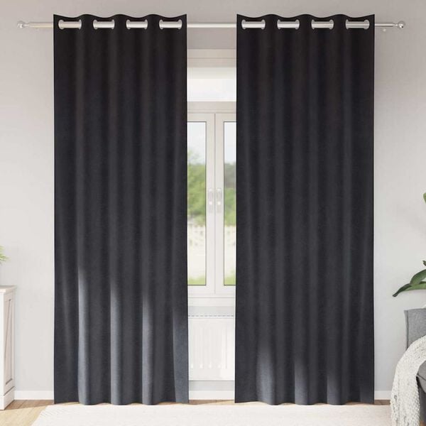 vidaXL Verdunkelungsvorhänge 2 pcs Dunkelgrau 140 x 225 cm Samt