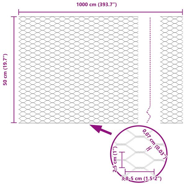 vidaXL Hexagonzaun Gr&uuml;n 0,5 x 10 m PVC