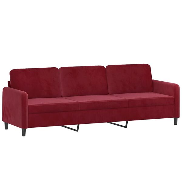 vidaXL 3-Sitzer-Sofa mit Kissen Weinrot 210 cm Samt