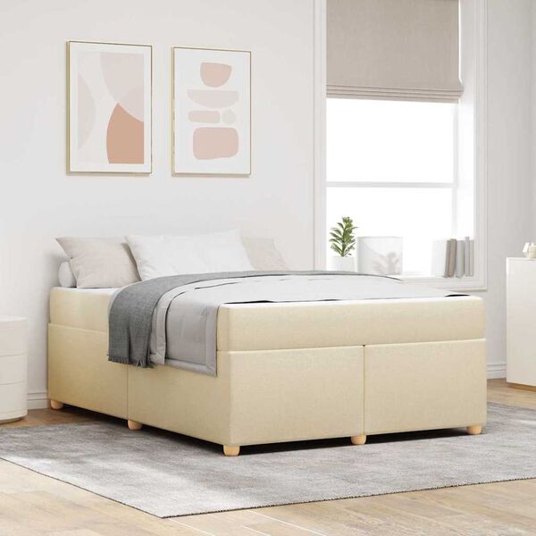 vidaXL Bettrahmen mit Matratze Creme 160 x 200 cm Stoff