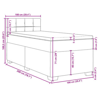 vidaXL Boxspringbett mit Matratze Dunkelgrün 100x200 cm Samt