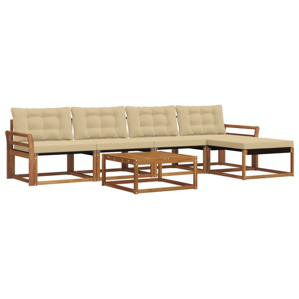 vidaXL Outdoor-Sofagarnitur mit Kissen 6 pcs Natur und Beige