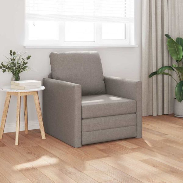 vidaXL Bodensofa mit Schlaffunktion Taupe 112x174x55 cm Stoff
