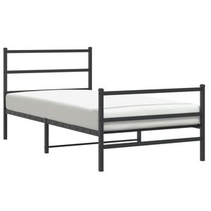 vidaXL Bettgestell mit Kopf- und Fu&szlig;teil Metall Schwarz 107x203 cm