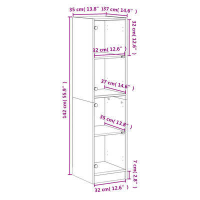 vidaXL Highboard mit Glastüren Sonoma-Eiche 35x37x142 cm