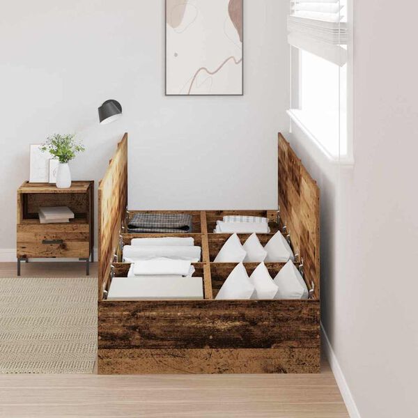 vidaXL Bettgestell mit Speicher Altholz 90 x 190 cm Holzwerkstoff