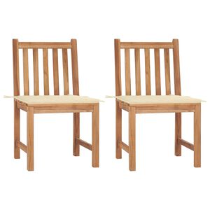 vidaXL Gartenst&uuml;hle 2 Stk. mit Kissen Massivholz Teak