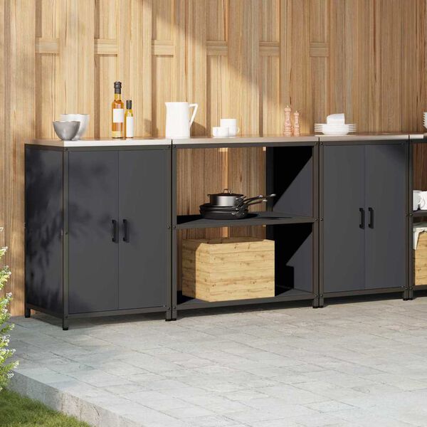 vidaXL Aufbewahrungsset f&uuml;r die K&uuml;che mit Regal 3 pcs Anthrazit