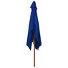 vidaXL Sonnenschirm mit Holz-Mast 200x300 cm Blau