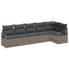 vidaXL Gartensofa-set mit Kissen mit Speicher 6 pcs Grau Poly-Rattan