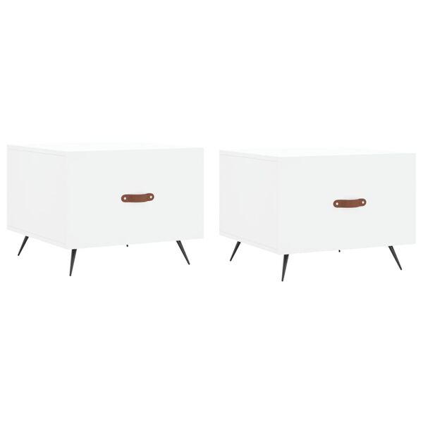 vidaXL Couchtische 2 Stk. Wei&szlig; 50x50x40 cm Holzwerkstoff