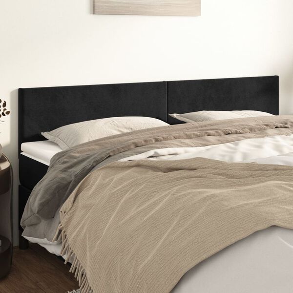 vidaXL Kopfteile Schwarz 180x5x78/88 cm Samt