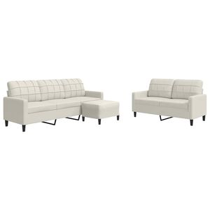 vidaXL 3-tlg. Sofagarnitur mit Kissen Creme Samt