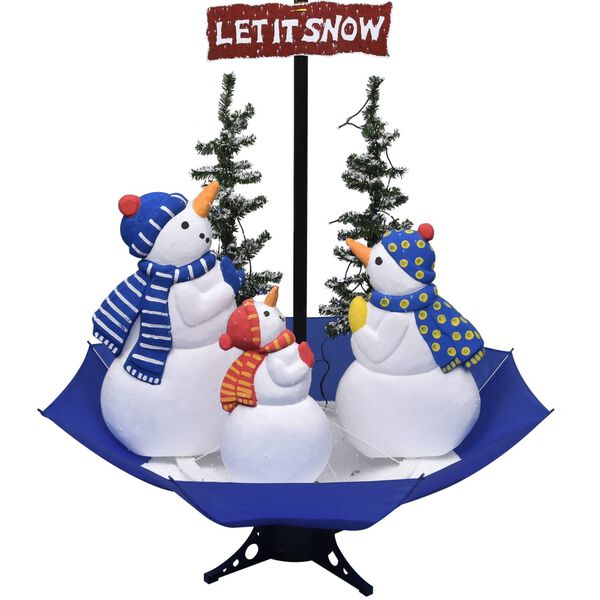 vidaXL Weihnachtsbaum mit Schnee und Schirm-Fu&szlig; Blau 170 cm PVC